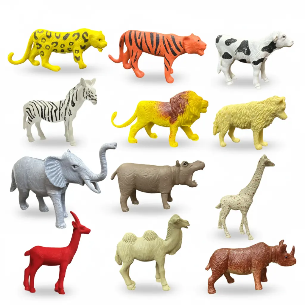 MT 12 pcs wild animal toys (rubber) for kids age (0-3Y)