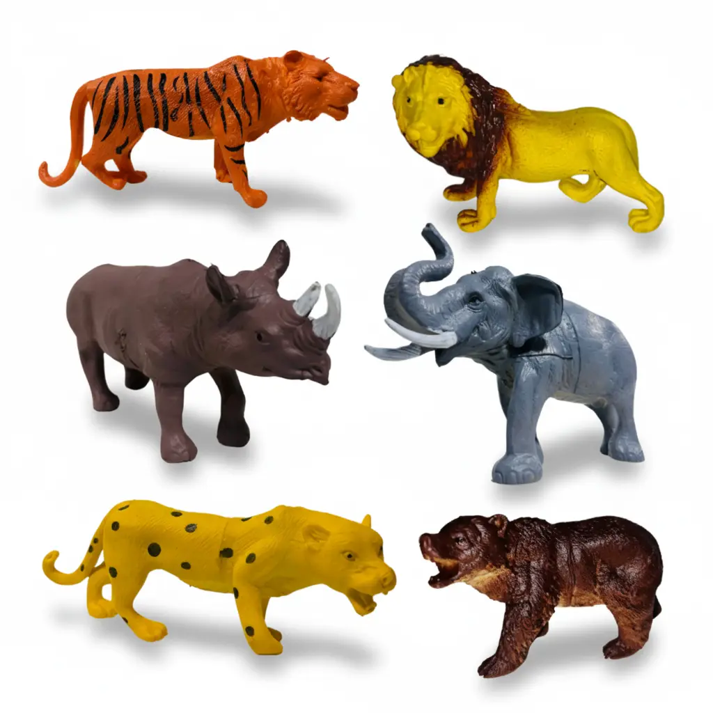 MT 6pcs wild animals jumbo set(rubber) for kids age(0-3Y)