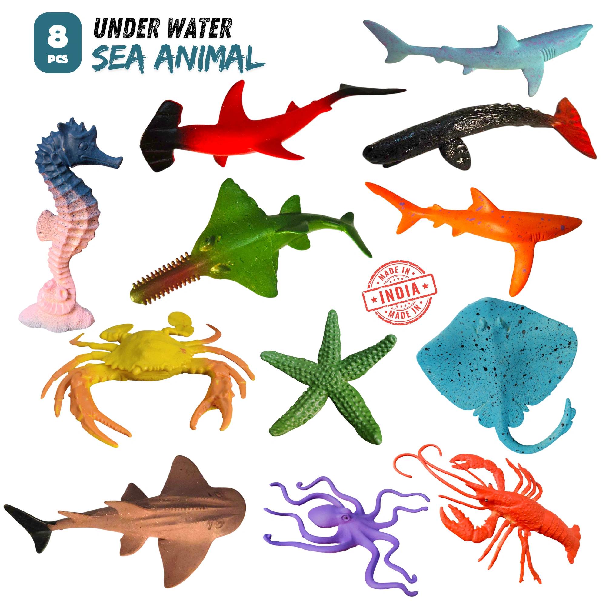 MT 12 pcs sea world animals set(rubber) for kids age(0-3Y)