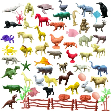 MT 59-Piece Mega Animal World Toy Set | Wild, Farm, Sea & Dinosaurs