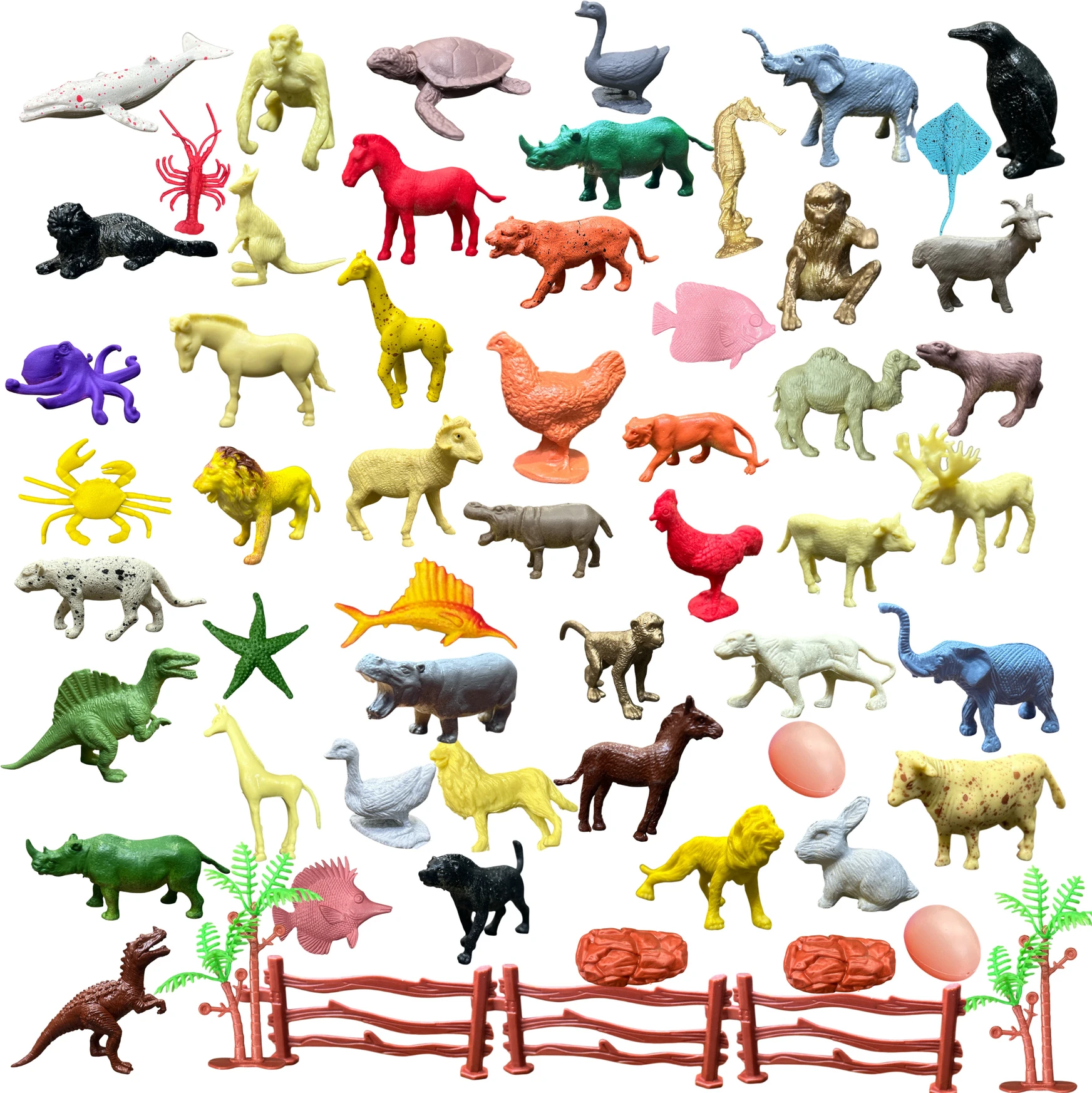 MT 59-Piece Mega Animal World Toy Set | Wild, Farm, Sea & Dinosaurs