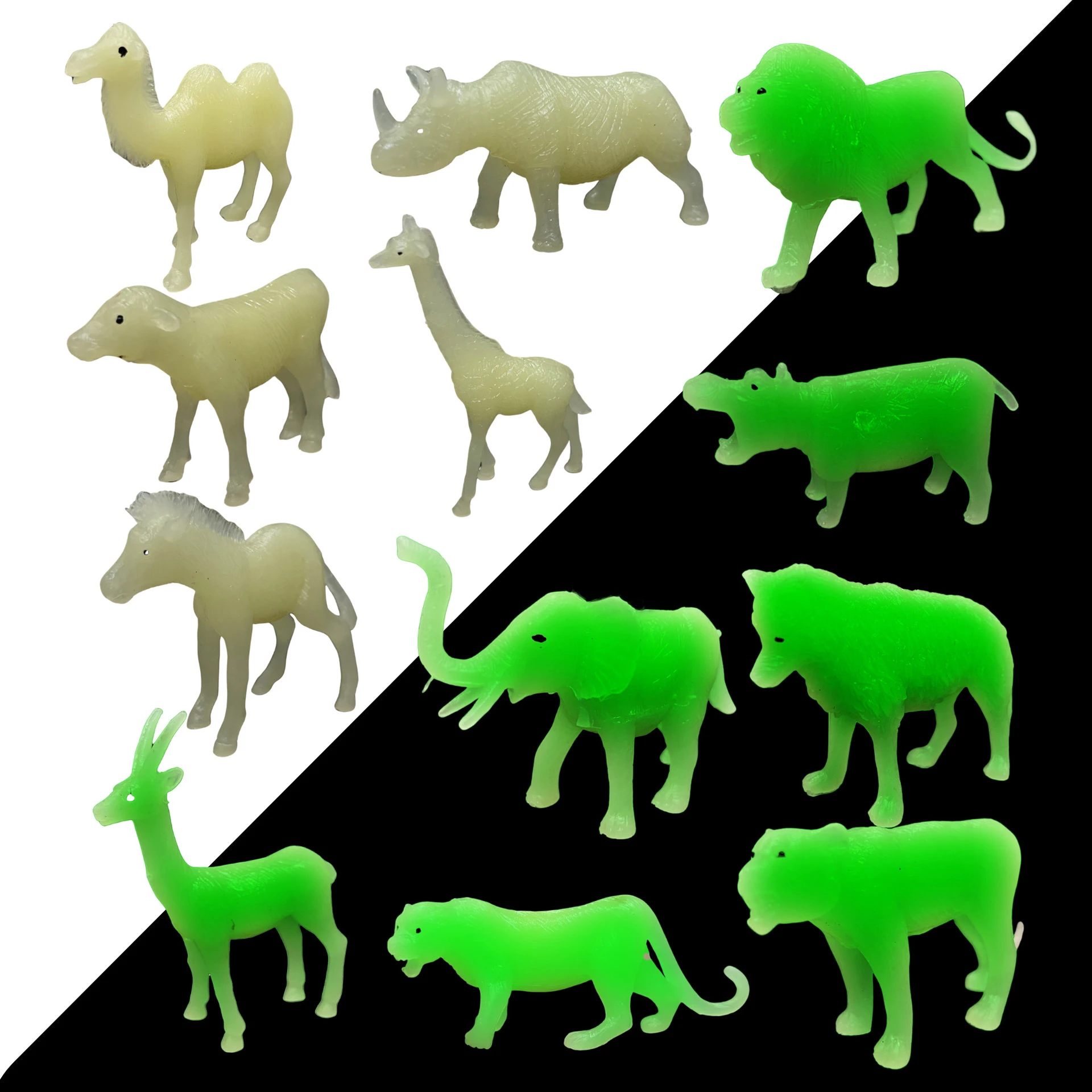 ZESTHOME Glow in the Dark Wild Animal Toy Set | 12-Piece Glowing Figures for Kids