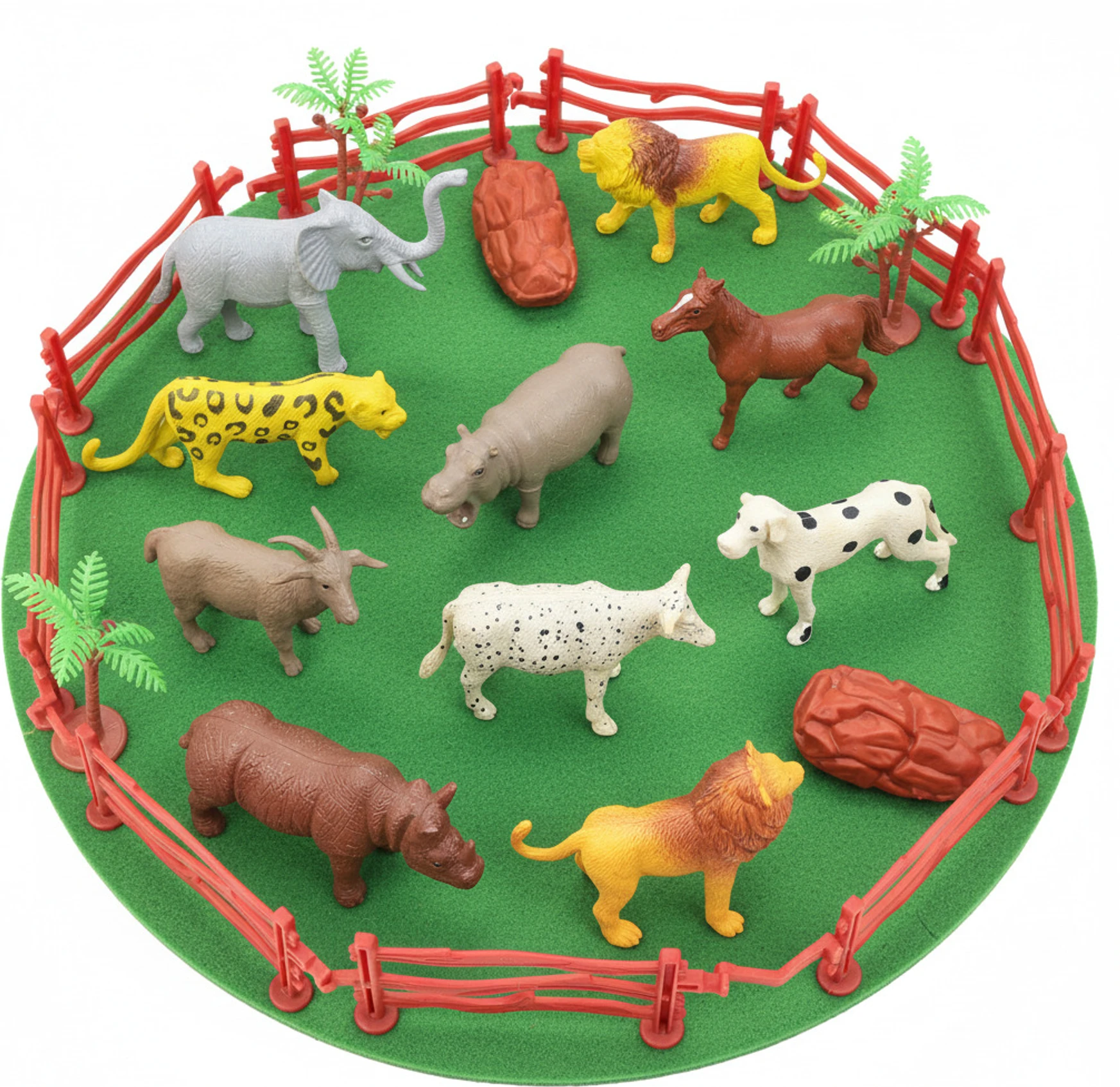 MT 17 Pcs Animal Toys Wild & Farm Animal Set Toys for Kids with Fence & Trees | ZESTHOME TOYS