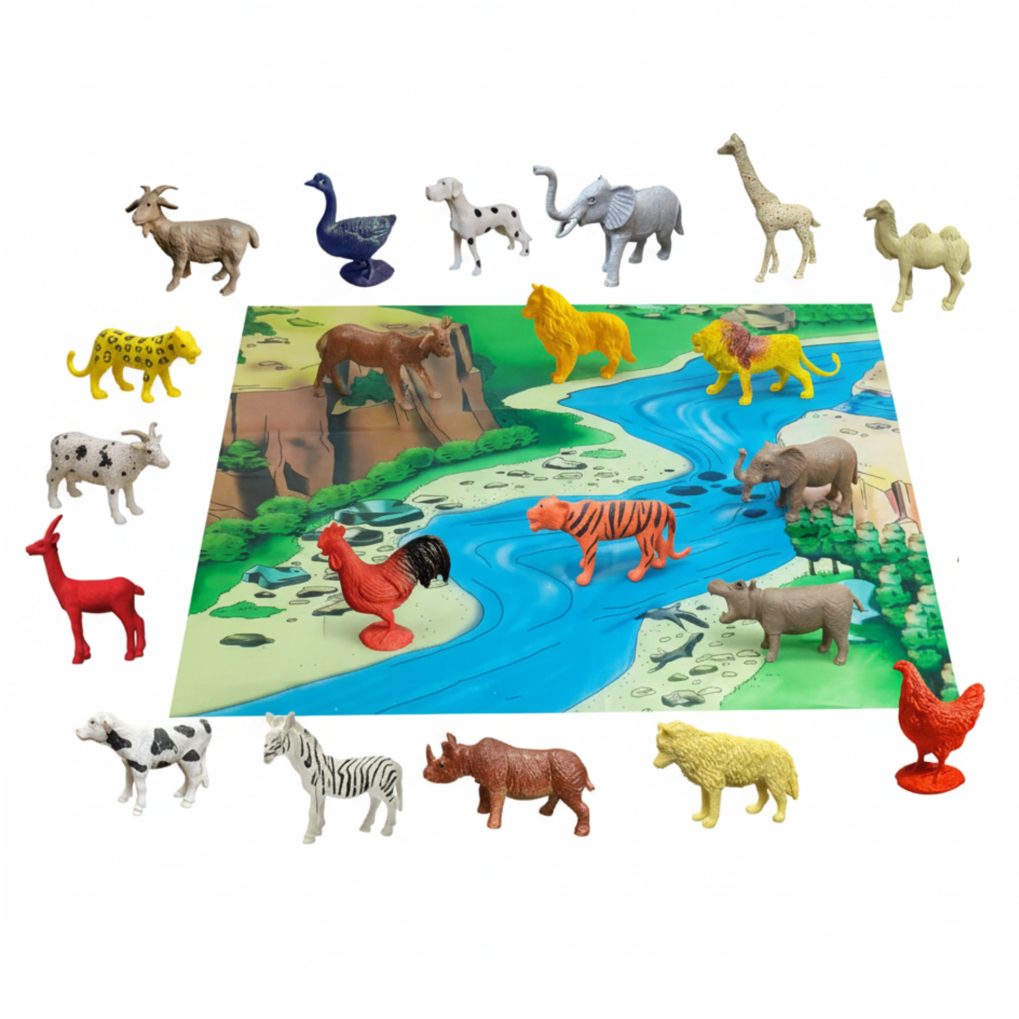 MT 20 pcs wild and farm animal toys set(rubber) for kids age (0-3Y)