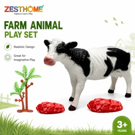 ZESTHOME Jumbo Realistic Cow Toy for Kids | Large Rubber Farm Animal