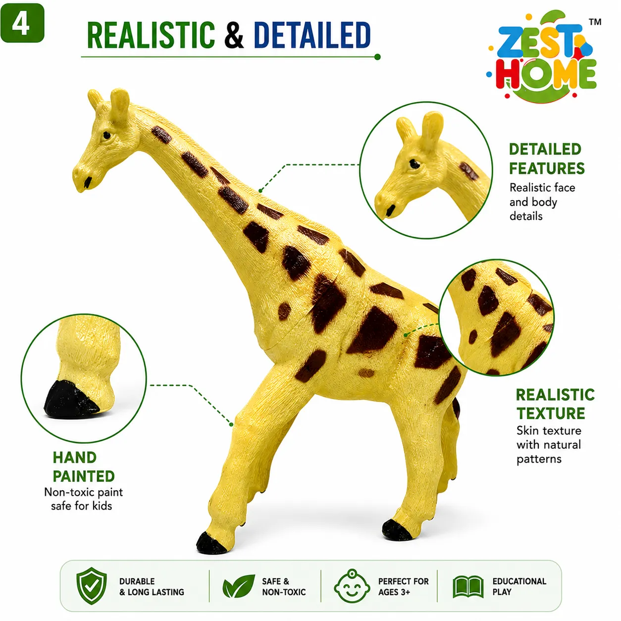 ZESTHOME Big Giraffe Toy Set for Kids – 4 Pieces | Ages 3+ - Image 5