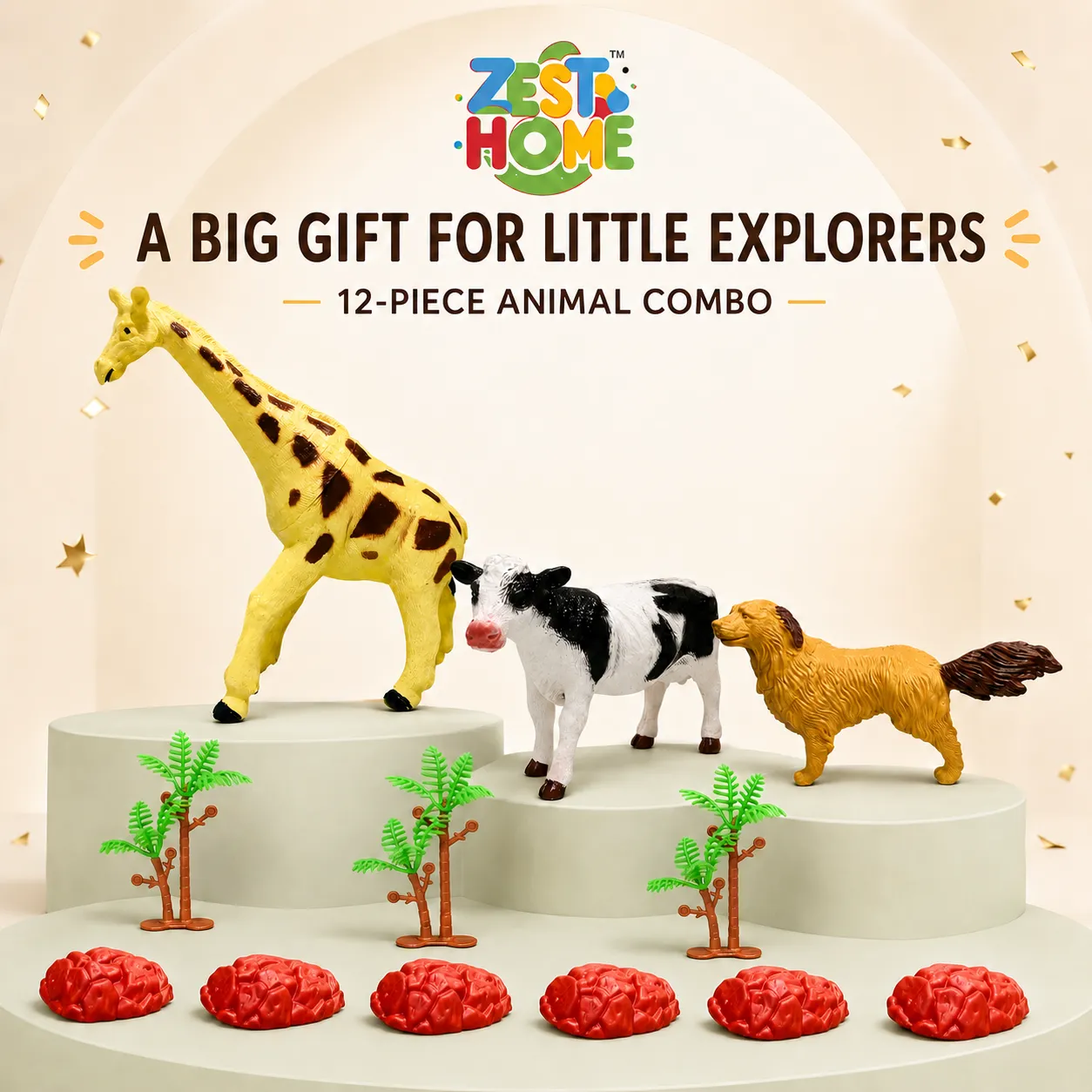 ZestHome Combo Big-Size Animal Toy Set for Kids – 3-Piece - Image 14