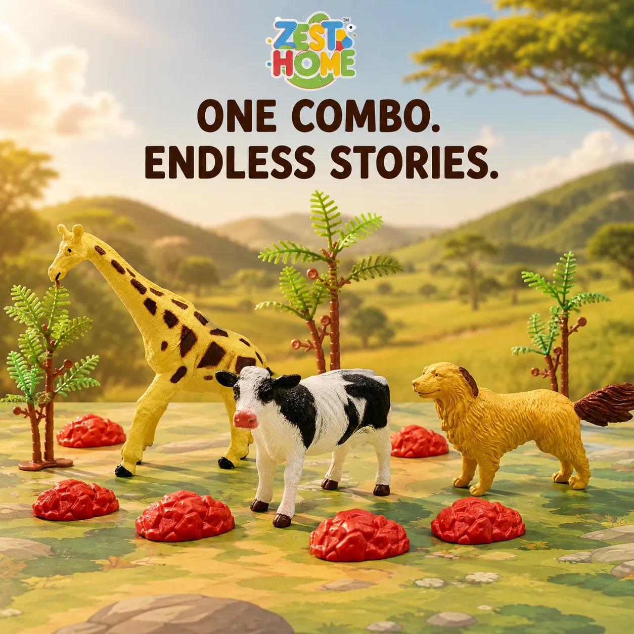 ZestHome Combo Big-Size Animal Toy Set for Kids – 3-Piece - Image 10