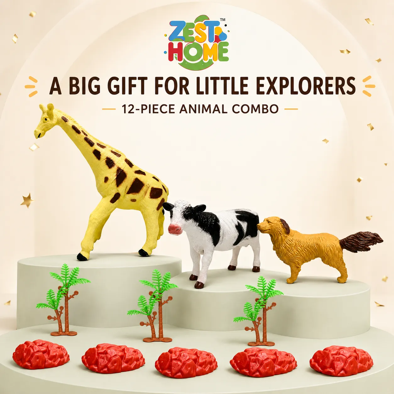 ZestHome Combo Big-Size Animal Toy Set for Kids – 3-Piece - Image 11