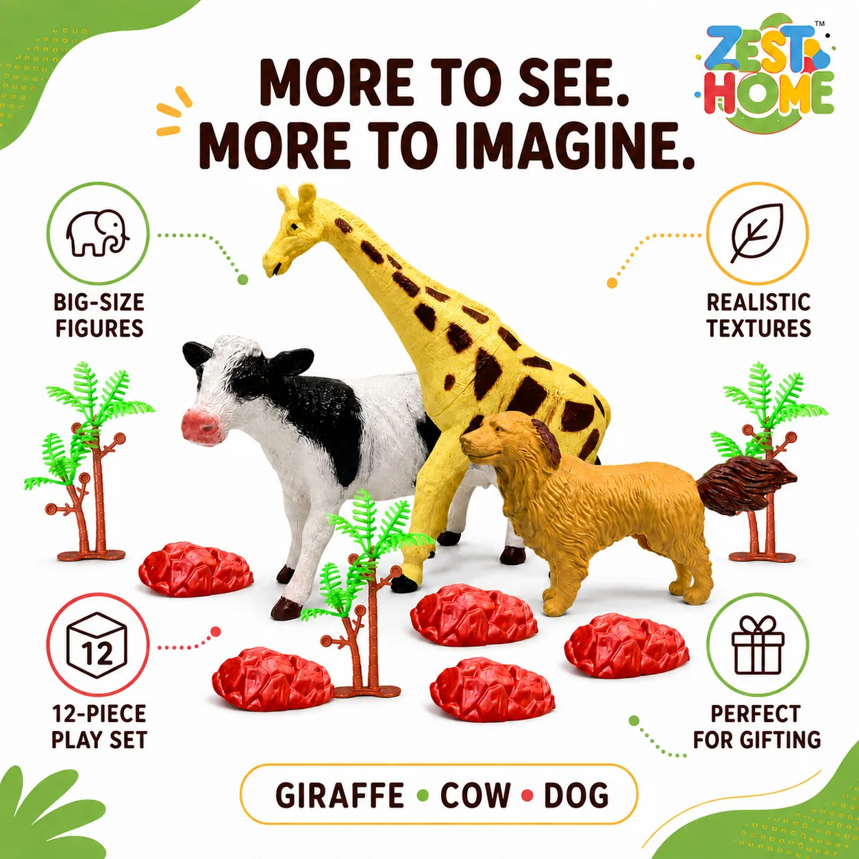 ZestHome Combo Big-Size Animal Toy Set for Kids – 3-Piece - Image 13