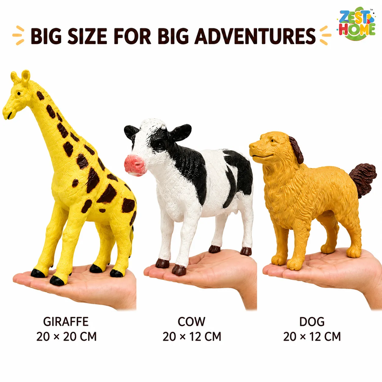 ZestHome Combo Big-Size Animal Toy Set for Kids – 3-Piece - Image 2