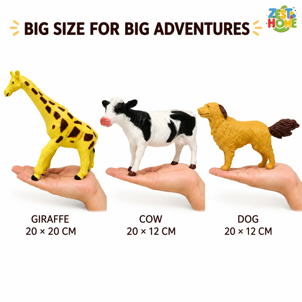 ZestHome Combo Big-Size Animal Toy Set for Kids – 3-Piece - Image 8