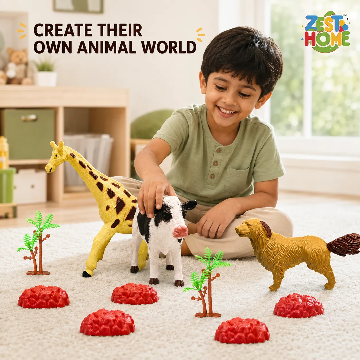 ZestHome Combo Big-Size Animal Toy Set for Kids – 3-Piece - Image 9