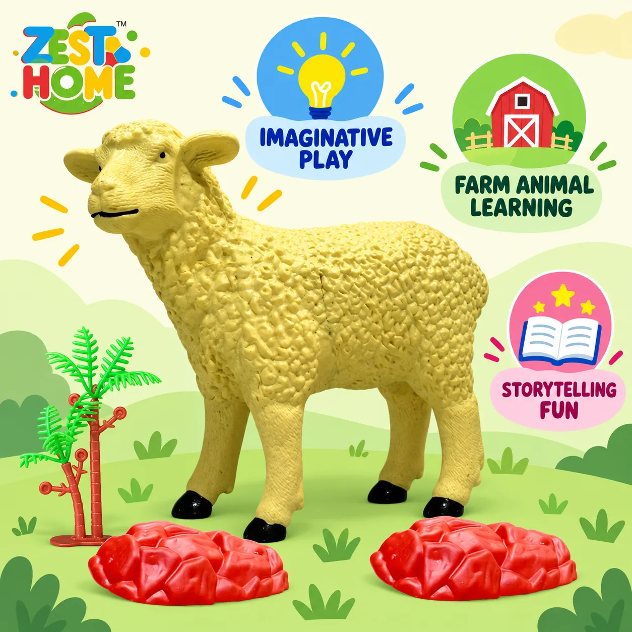 ZESTHOME Big Realistic Sheep Toy for Kids | Ages 3+ - Image 5