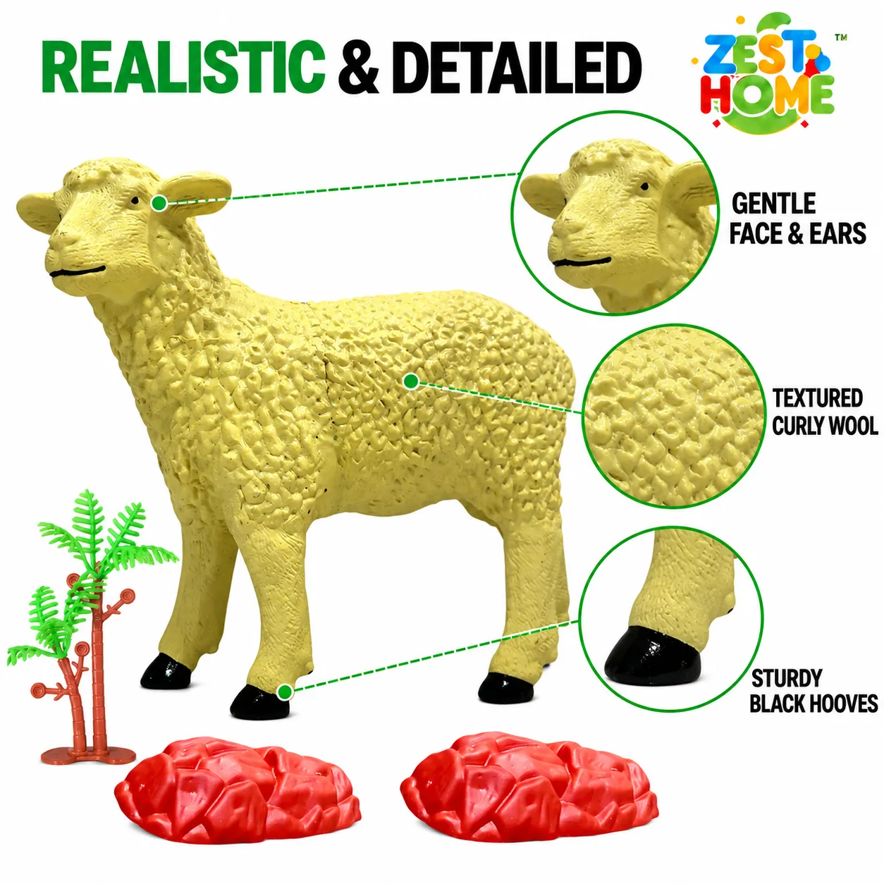 ZESTHOME Big Realistic Sheep Toy for Kids | Ages 3+ - Image 4