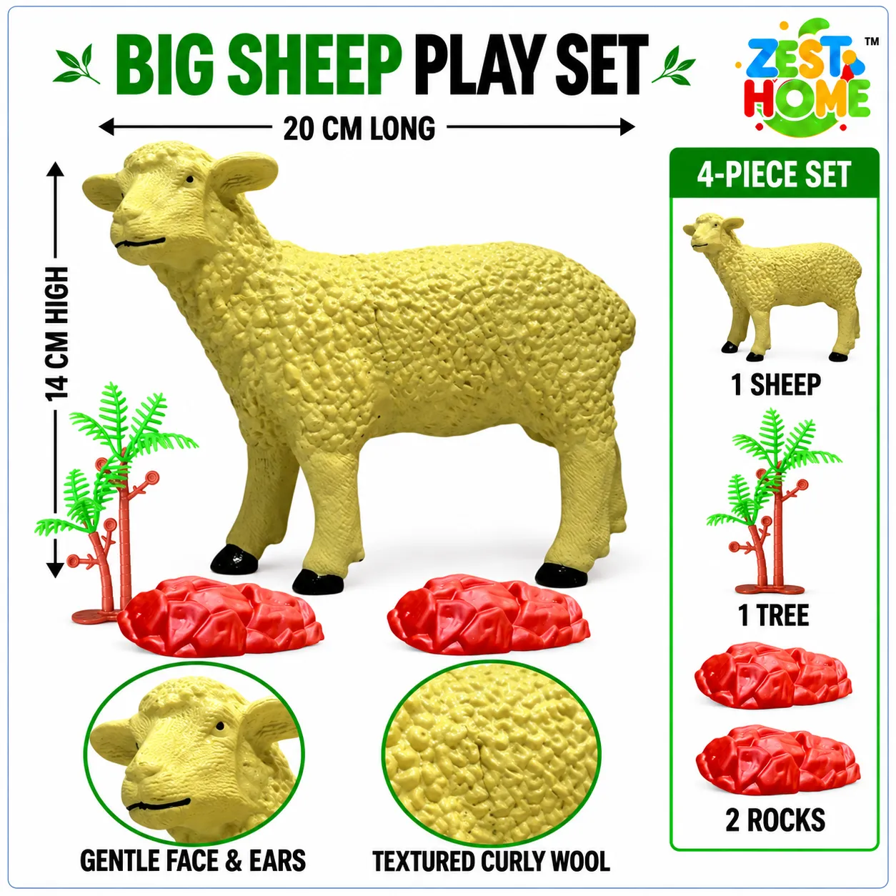 ZESTHOME Big Realistic Sheep Toy for Kids | Ages 3+ - Image 2