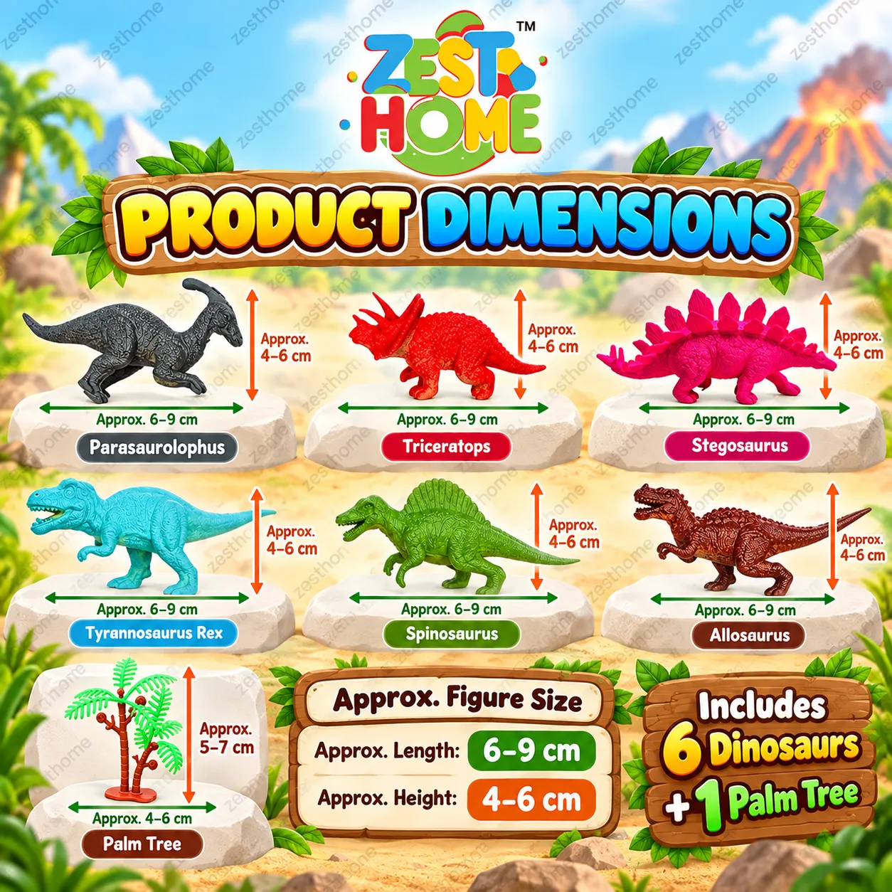 ZESTHOME 6 Small Dinosaur Toys for Kids, Ages 3+ - Image 2